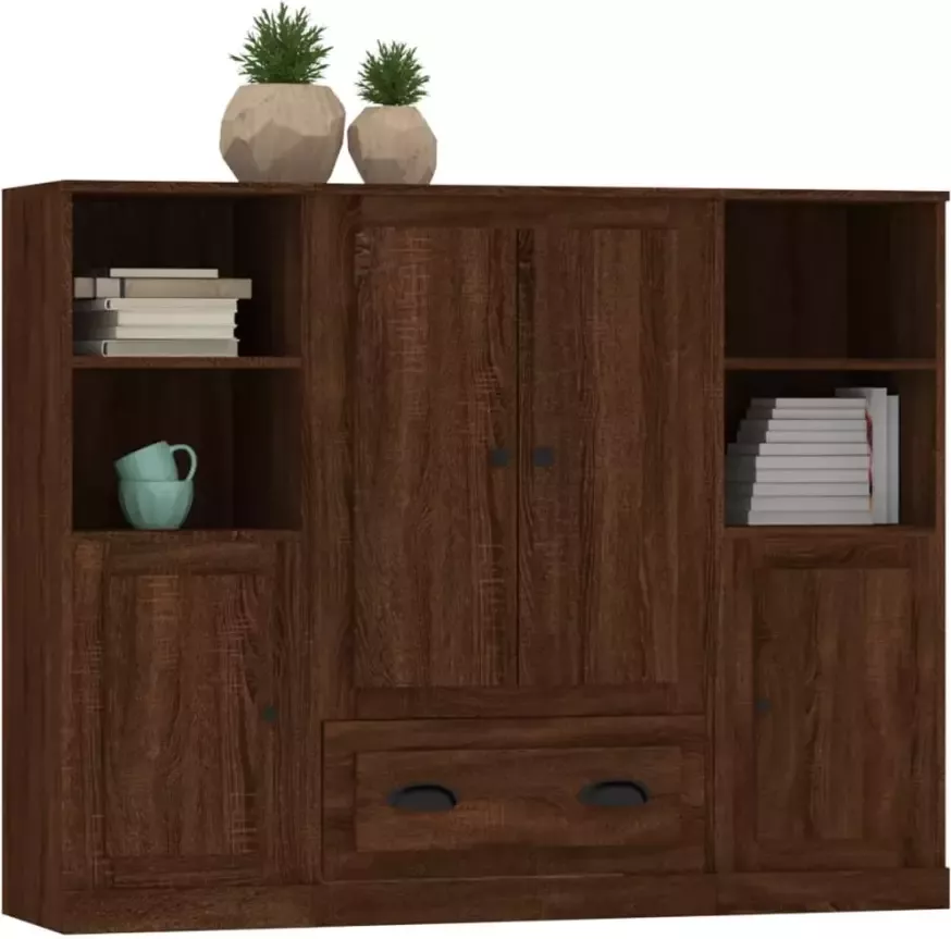 VidaXL -Hoge-kasten-3-st-bewerkt-hout-bruineikenkleurig - Foto 7