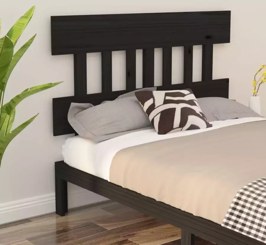 VidaXL Hoofdbord 183 5x3x81 cm massief grenenhout zwart - Foto 3