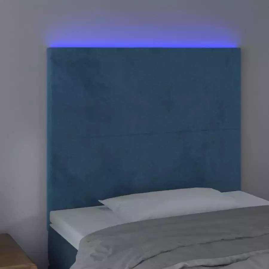 VIDAXL Hoofdbord LED 100x5x118 128 cm fluweel donkerblauw - Foto 4