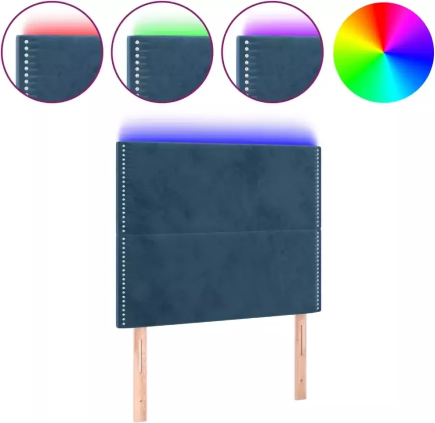 VIDAXL Hoofdbord LED 100x5x118 128 cm fluweel donkerblauw - Foto 2