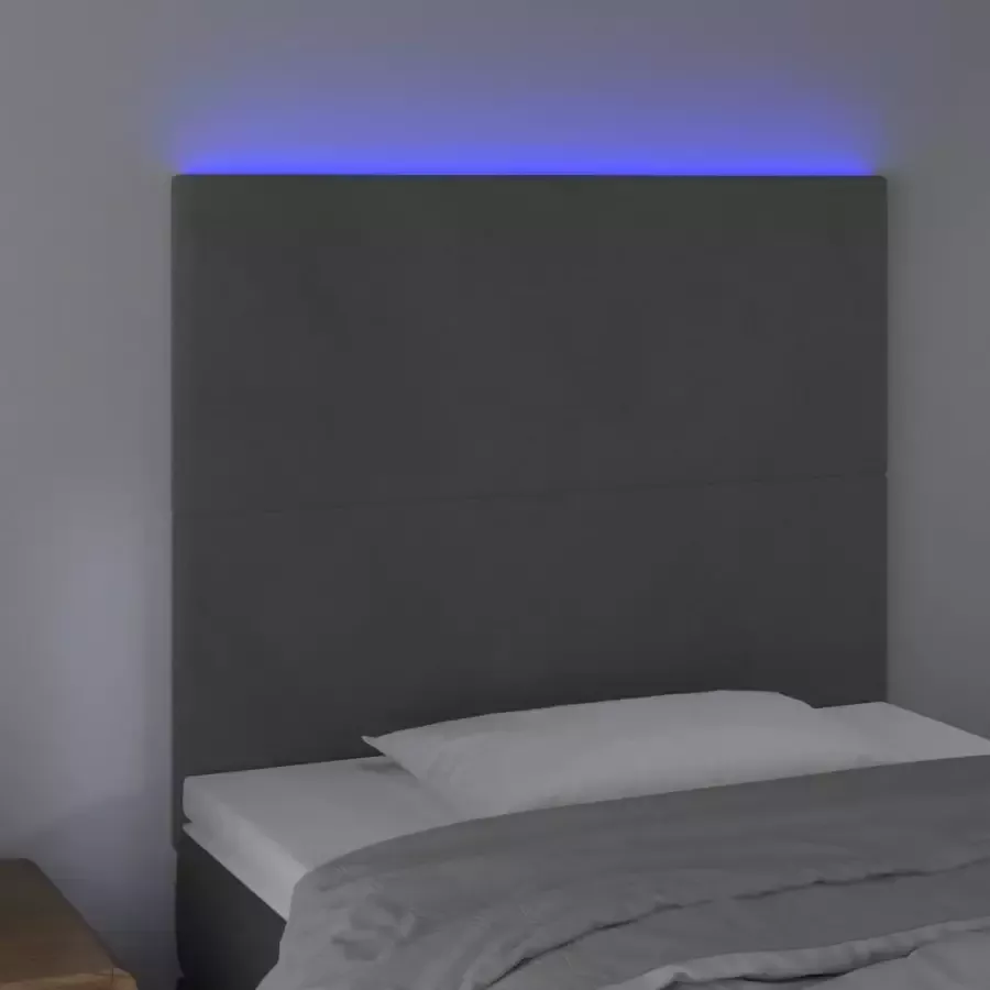 VIDAXL Hoofdbord LED 100x5x118 128 cm fluweel donkergrijs
