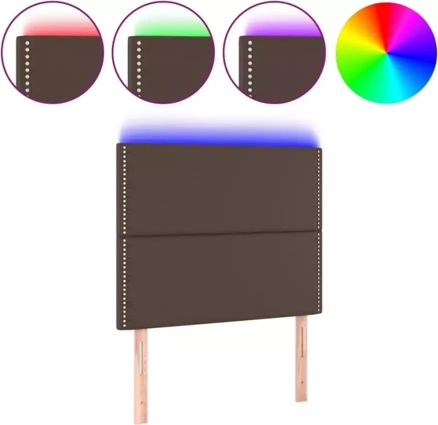 VIDAXL Hoofdbord LED 100x5x118 128 cm kunstleer bruin - Foto 3