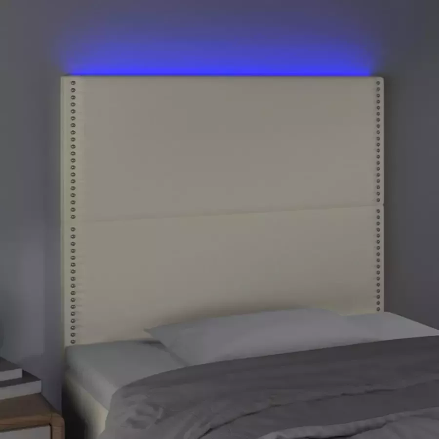 VIDAXL Hoofdbord LED 100x5x118 128 cm kunstleer crèmekleurig - Foto 2