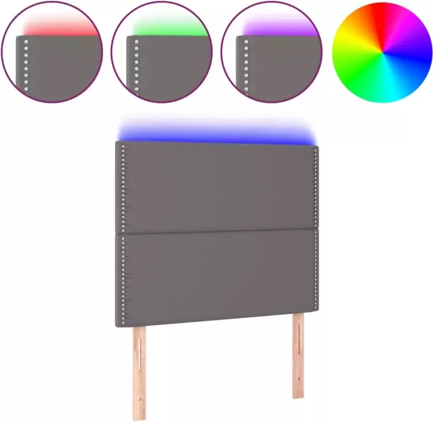 VIDAXL Hoofdbord LED 100x5x118 128 cm kunstleer grijs - Foto 4
