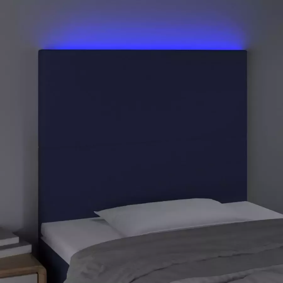 VIDAXL Hoofdbord LED 100x5x118 128 cm stof blauw - Foto 4