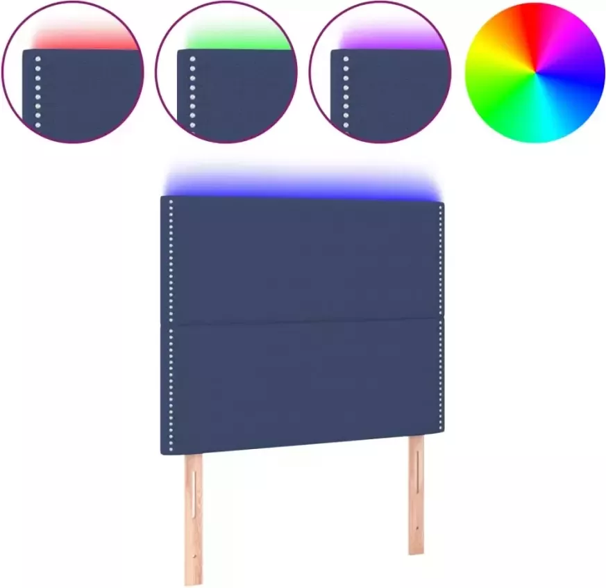 VIDAXL Hoofdbord LED 100x5x118 128 cm stof blauw - Foto 2