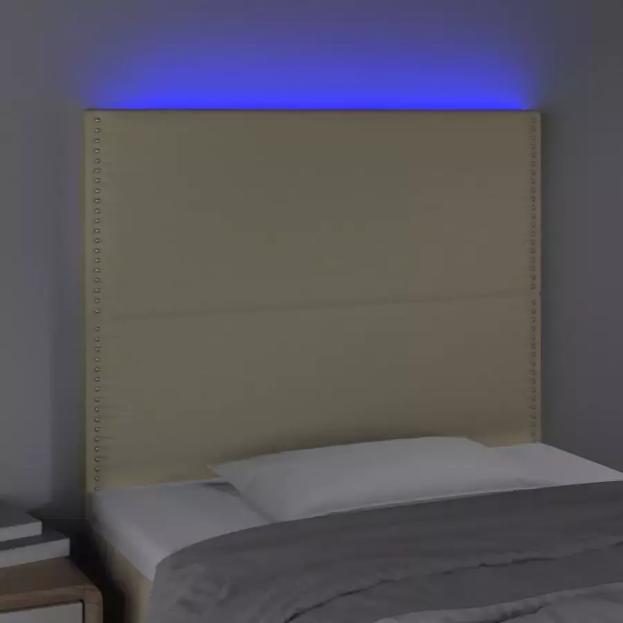 VIDAXL Hoofdbord LED 100x5x118 128 cm stof crèmekleurig - Foto 2