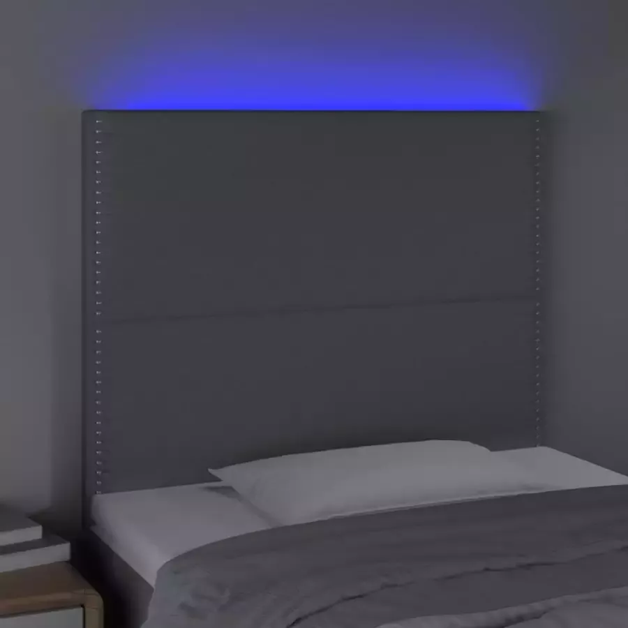 VIDAXL Hoofdbord LED 100x5x118 128 cm stof lichtgrijs - Foto 2