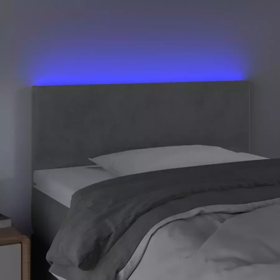 VIDAXL Hoofdbord LED 100x5x78 88 cm fluweel lichtgrijs - Foto 1