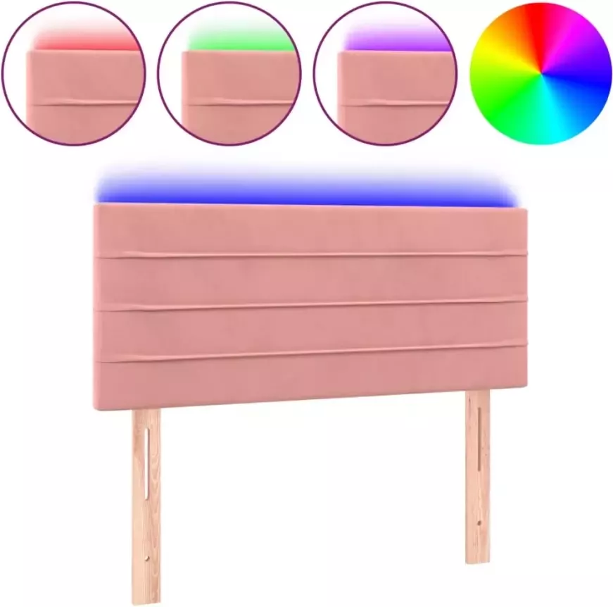 VIDAXL Hoofdbord LED 100x5x78 88 cm fluweel roze - Foto 4