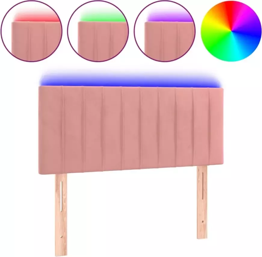 VIDAXL Hoofdbord LED 100x5x78 88 cm fluweel roze - Foto 4