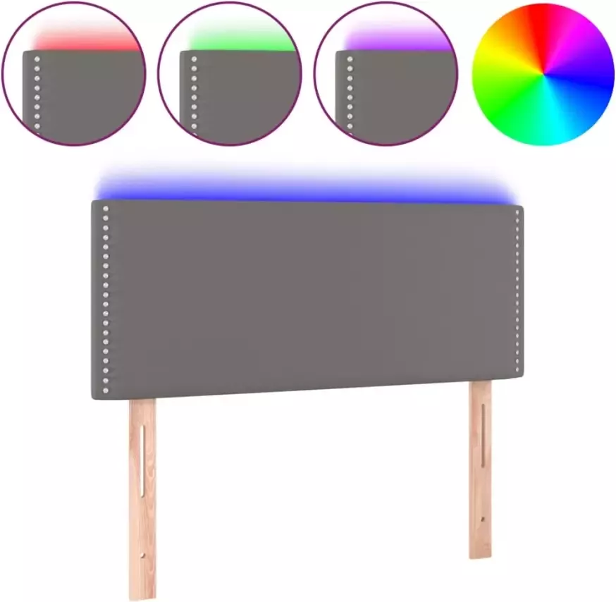 VIDAXL Hoofdbord LED 100x5x78 88 cm kunstleer grijs - Foto 2
