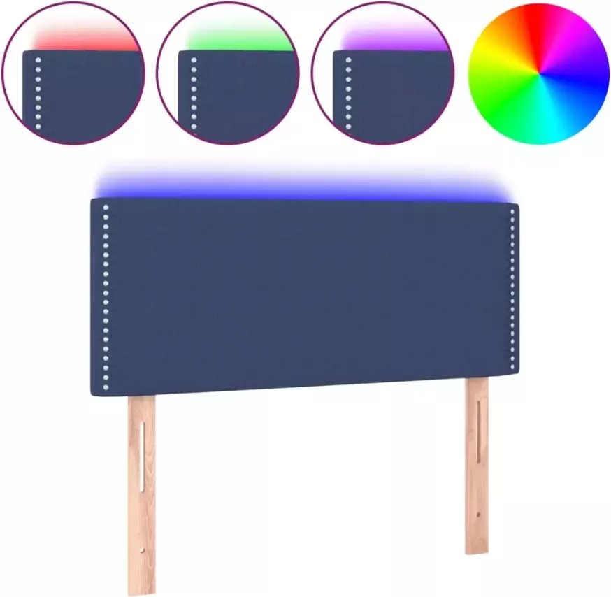 VIDAXL Hoofdbord LED 100x5x78 88 cm stof blauw - Foto 2