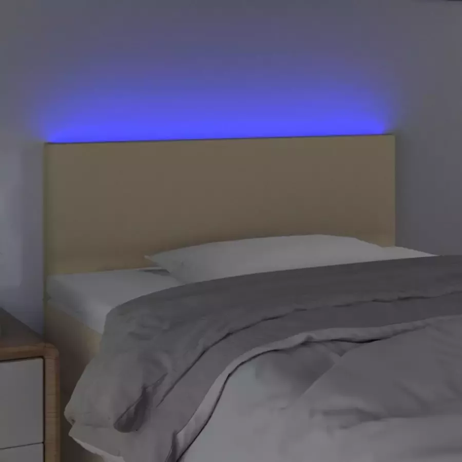 VIDAXL Hoofdbord LED 100x5x78 88 cm stof crèmekleurig - Foto 4