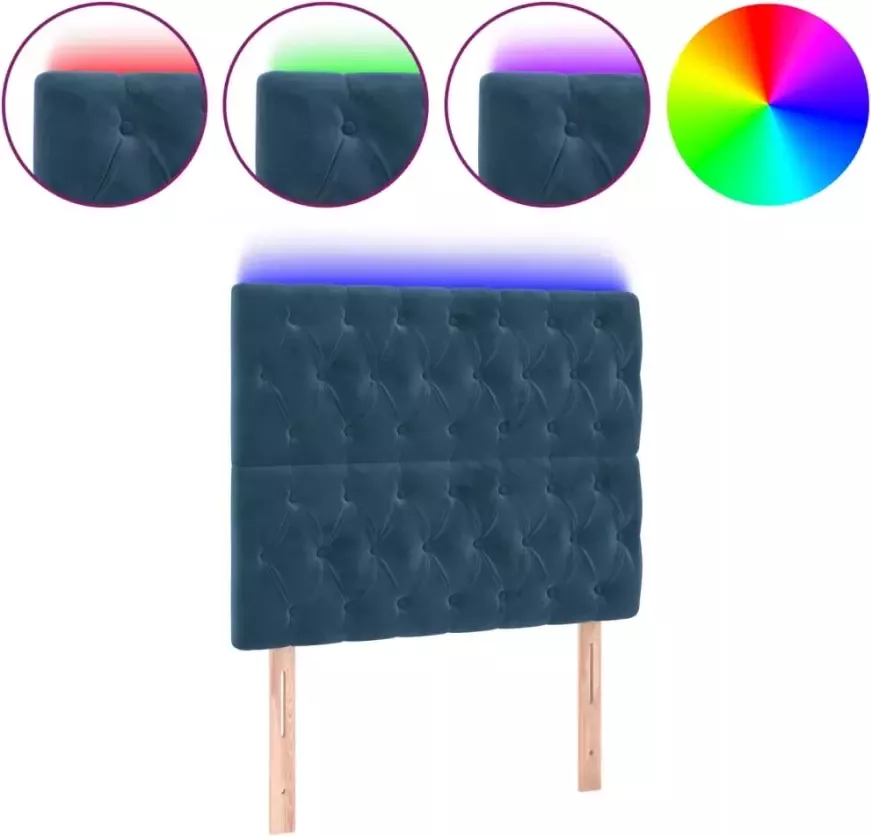 VIDAXL Hoofdbord LED 100x7x118 128 cm fluweel donkerblauw - Foto 3