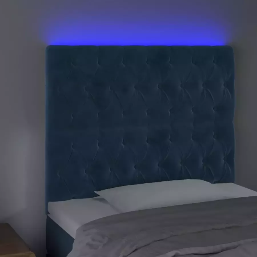 VIDAXL Hoofdbord LED 100x7x118 128 cm fluweel donkerblauw - Foto 2