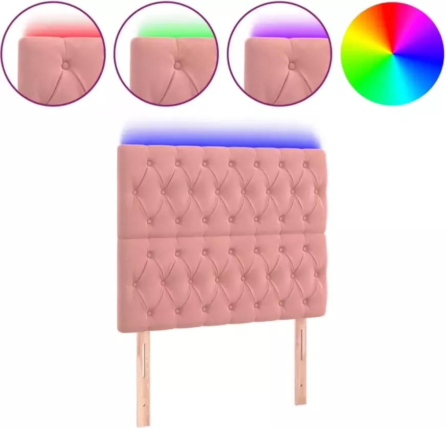 VIDAXL Hoofdbord LED 100x7x118 128 cm fluweel roze - Foto 3