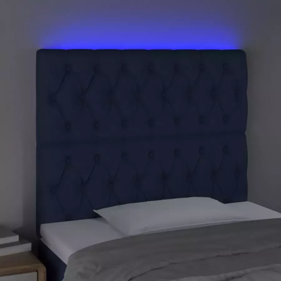 VIDAXL Hoofdbord LED 100x7x118 128 cm stof blauw - Foto 2