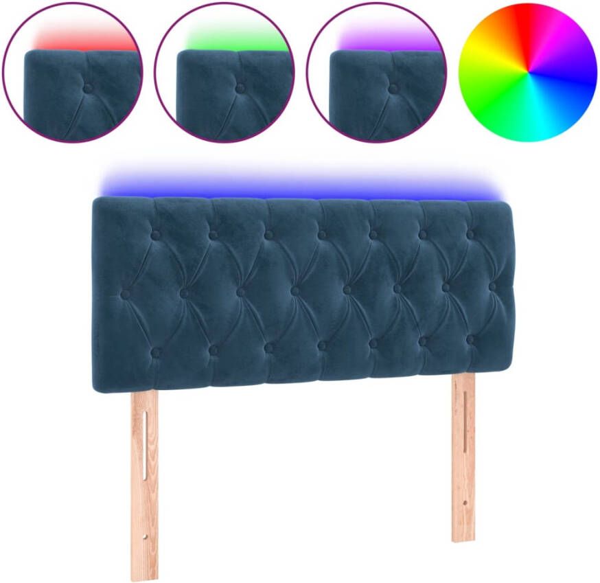 VIDAXL Hoofdbord LED 100x7x78 88 cm fluweel donkerblauw - Foto 4