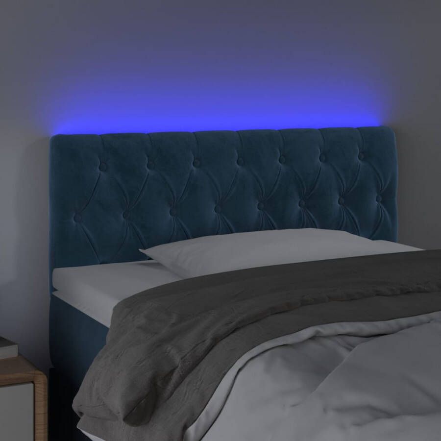 VIDAXL Hoofdbord LED 100x7x78 88 cm fluweel donkerblauw - Foto 2