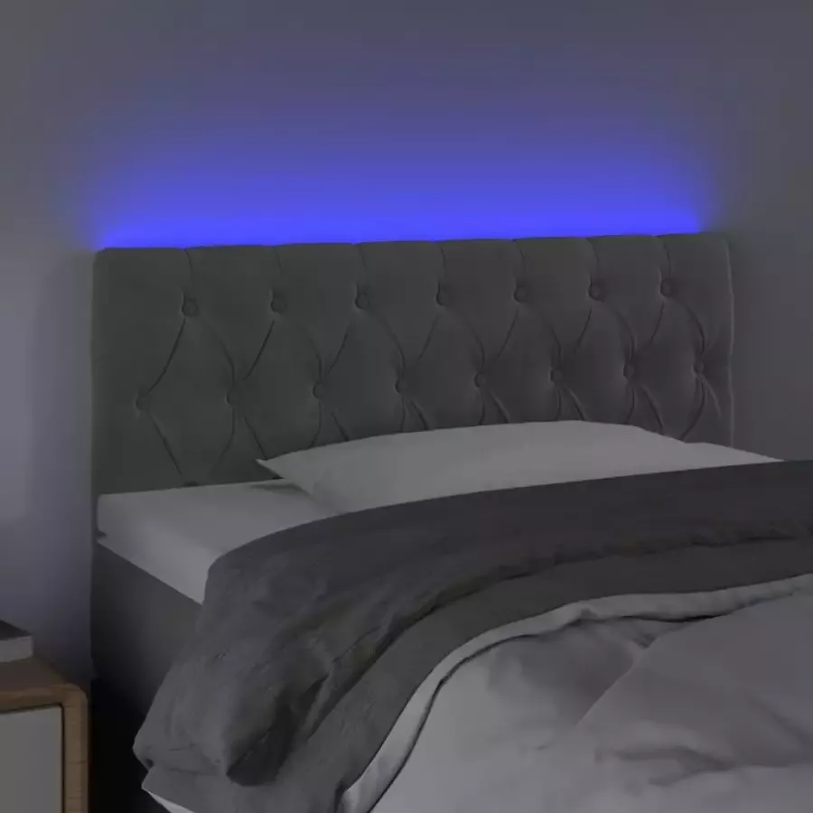 VIDAXL Hoofdbord LED 100x7x78 88 cm fluweel lichtgrijs - Foto 2