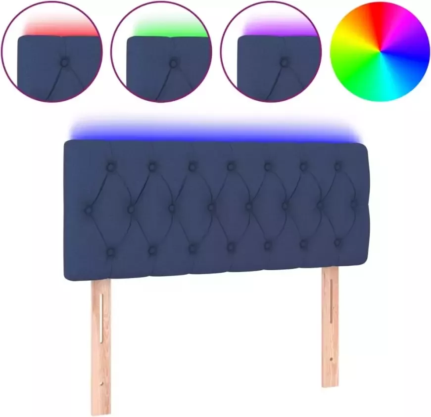 VIDAXL Hoofdbord LED 100x7x78 88 cm stof blauw - Foto 4