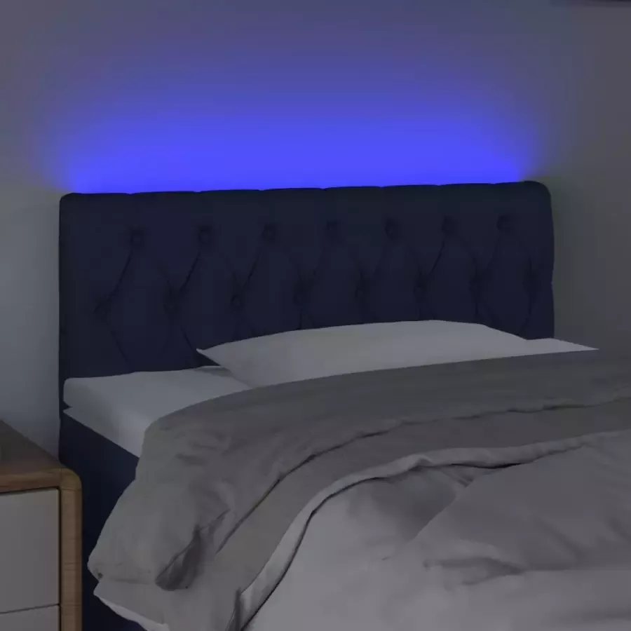 VIDAXL Hoofdbord LED 100x7x78 88 cm stof blauw - Foto 2