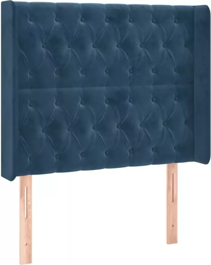 VIDAXL Hoofdbord LED 103x16x118 128 cm fluweel donkerblauw - Foto 3