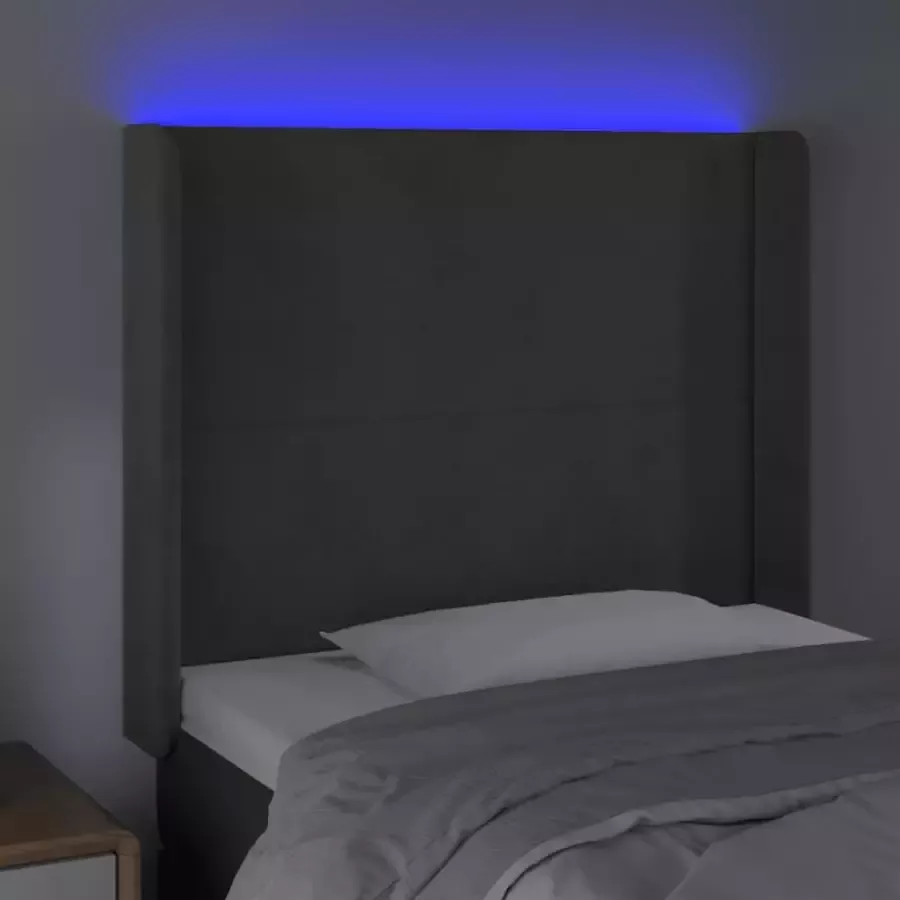 VIDAXL Hoofdbord LED 103x16x118 128 cm fluweel donkergrijs - Foto 5