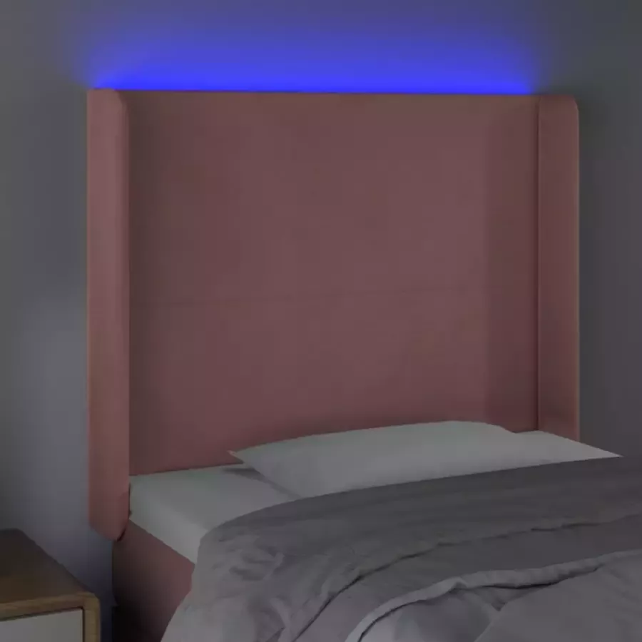 VIDAXL Hoofdbord LED 103x16x118 128 cm fluweel roze - Foto 6