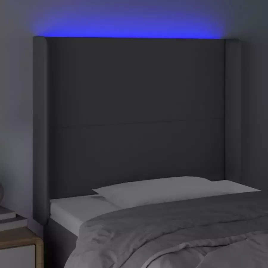 VIDAXL Hoofdbord LED 103x16x118 128 cm kunstleer grijs - Foto 2