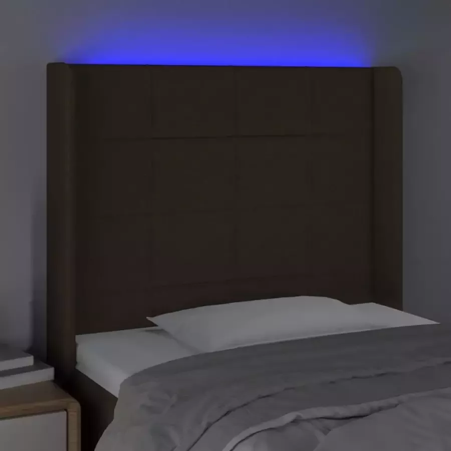 VIDAXL Hoofdbord LED 103x16x118 128 cm stof donkerbruin - Foto 3