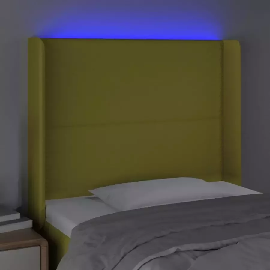 VIDAXL Hoofdbord LED 103x16x118 128 cm stof groen - Foto 2