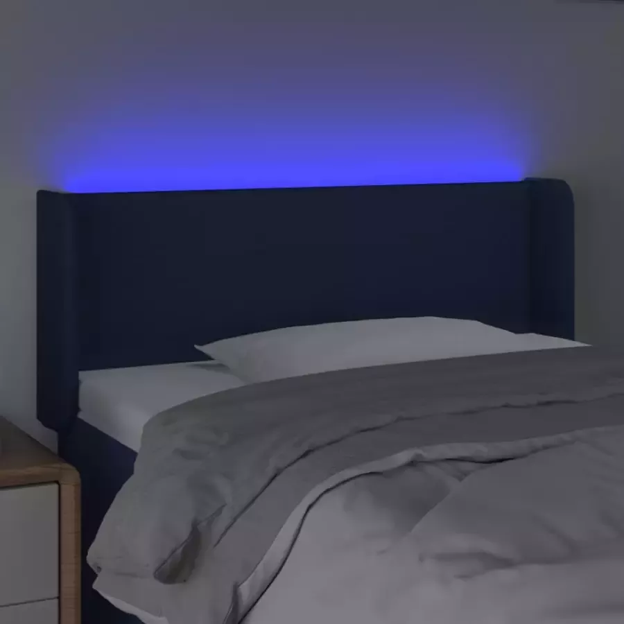 VIDAXL Hoofdbord LED 103x16x78 88 cm stof blauw - Foto 4