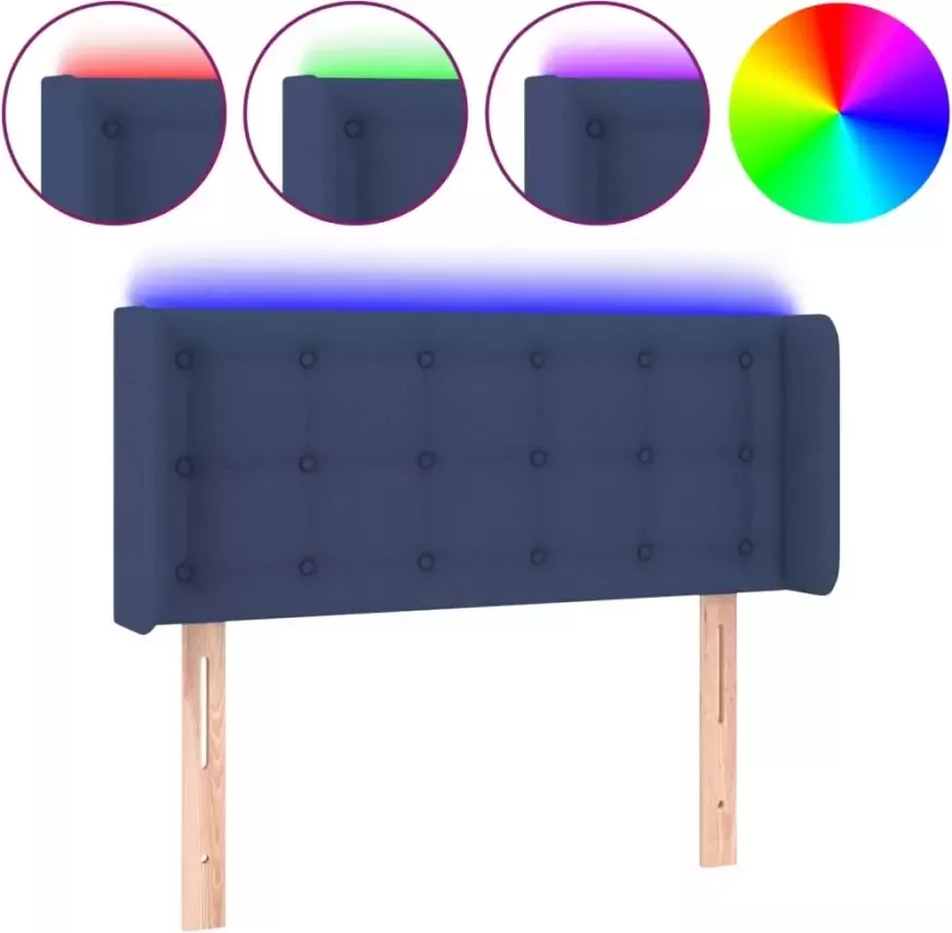 VIDAXL Hoofdbord LED 103x16x78 88 cm stof blauw - Foto 2