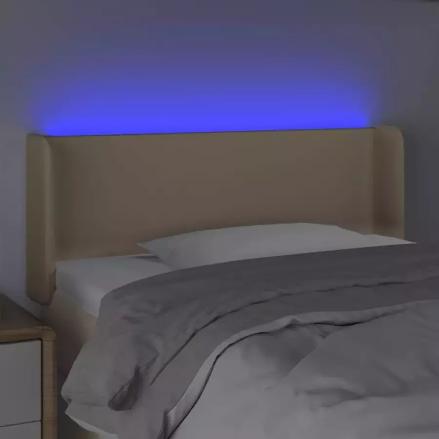 VIDAXL Hoofdbord LED 103x16x78 88 cm stof crèmekleurig - Foto 3