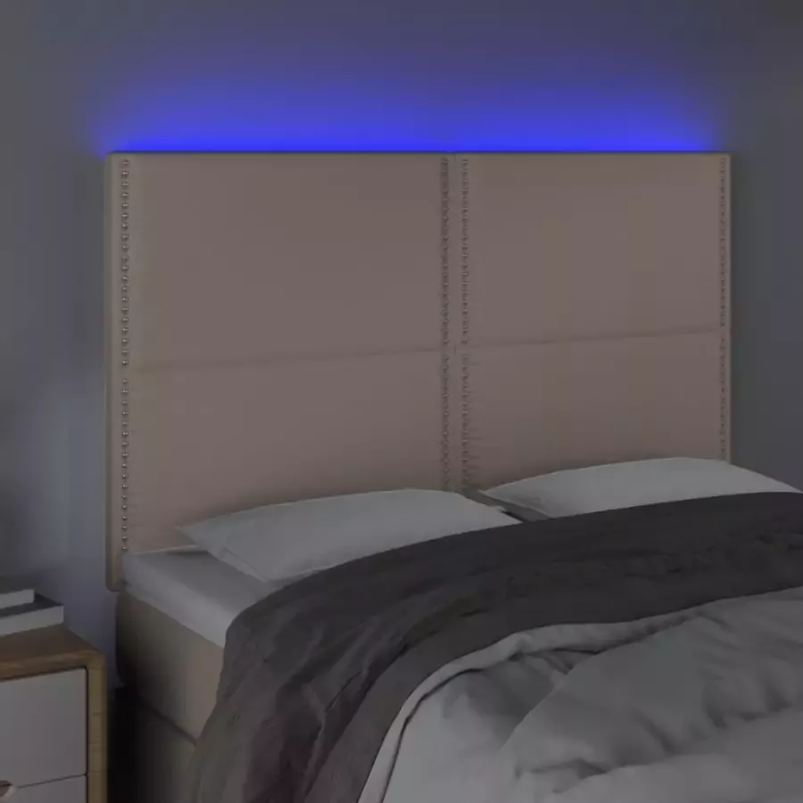 VIDAXL Hoofdbord LED 144x5x118 128 cm kunstleer cappuccinokleurig