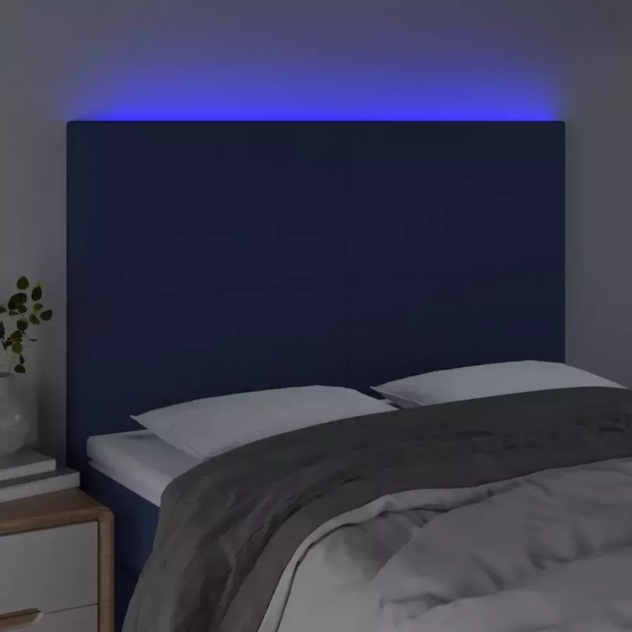 VIDAXL Hoofdbord LED 144x5x118 128 cm stof blauw