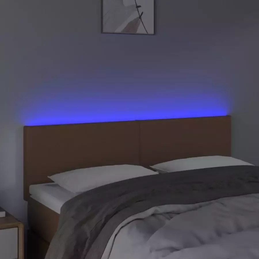 VIDAXL Hoofdbord LED 144x5x78 88 cm kunstleer bruin