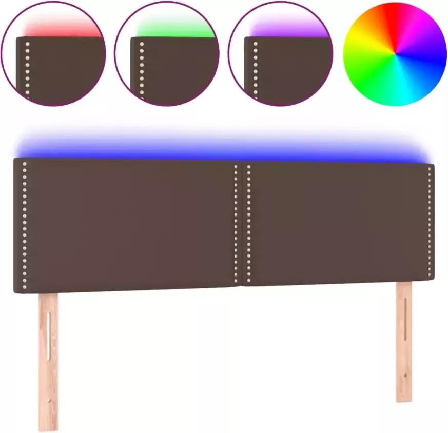 VIDAXL Hoofdbord LED 144x5x78 88 cm kunstleer bruin - Foto 2