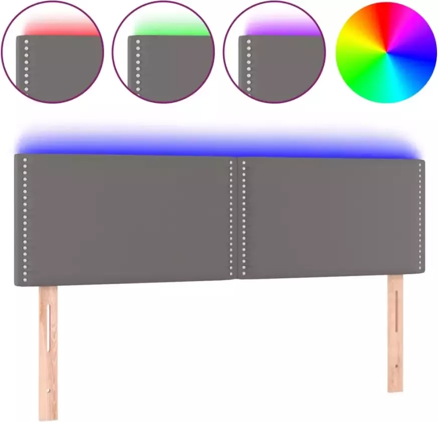 VIDAXL Hoofdbord LED 144x5x78 88 cm kunstleer grijs - Foto 2