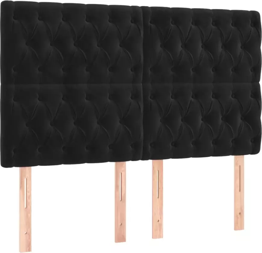 VIDAXL Hoofdbord LED 144x7x118 128 cm fluweel zwart - Foto 4