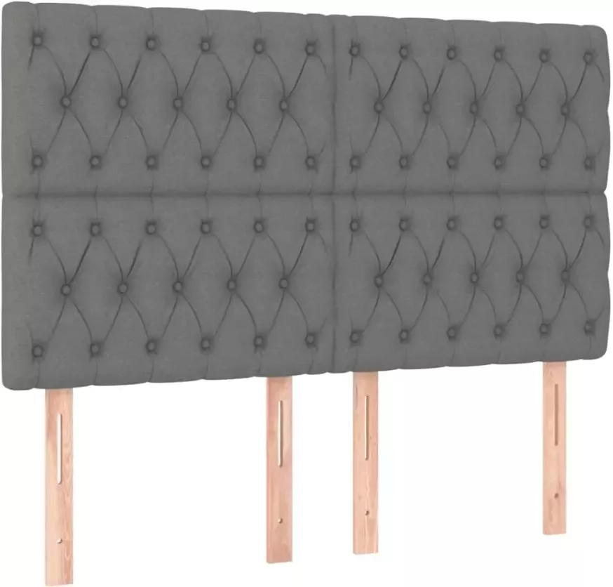 VidaXL Hoofdbord LED 144x7x118 128 cm stof donkergrijs - Foto 4