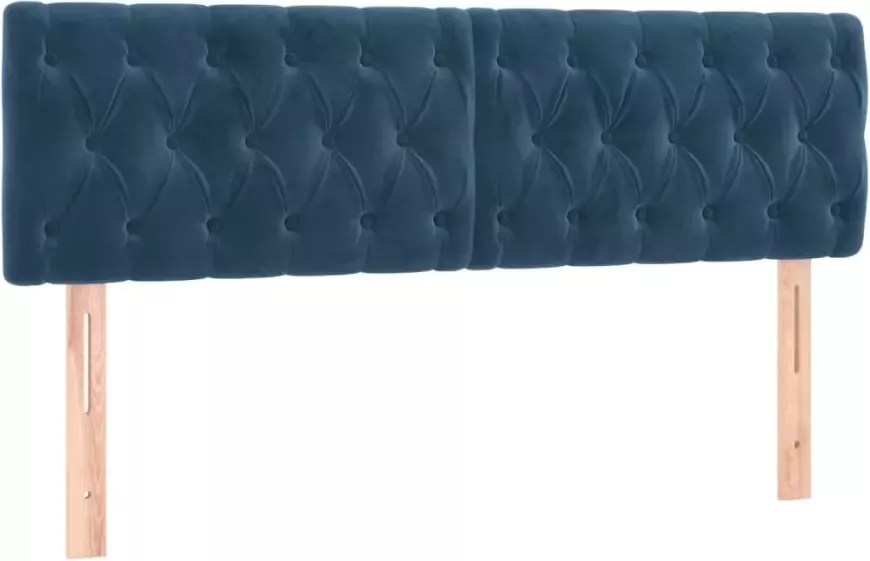 VIDAXL Hoofdbord LED 144x7x78 88 cm fluweel donkerblauw - Foto 4