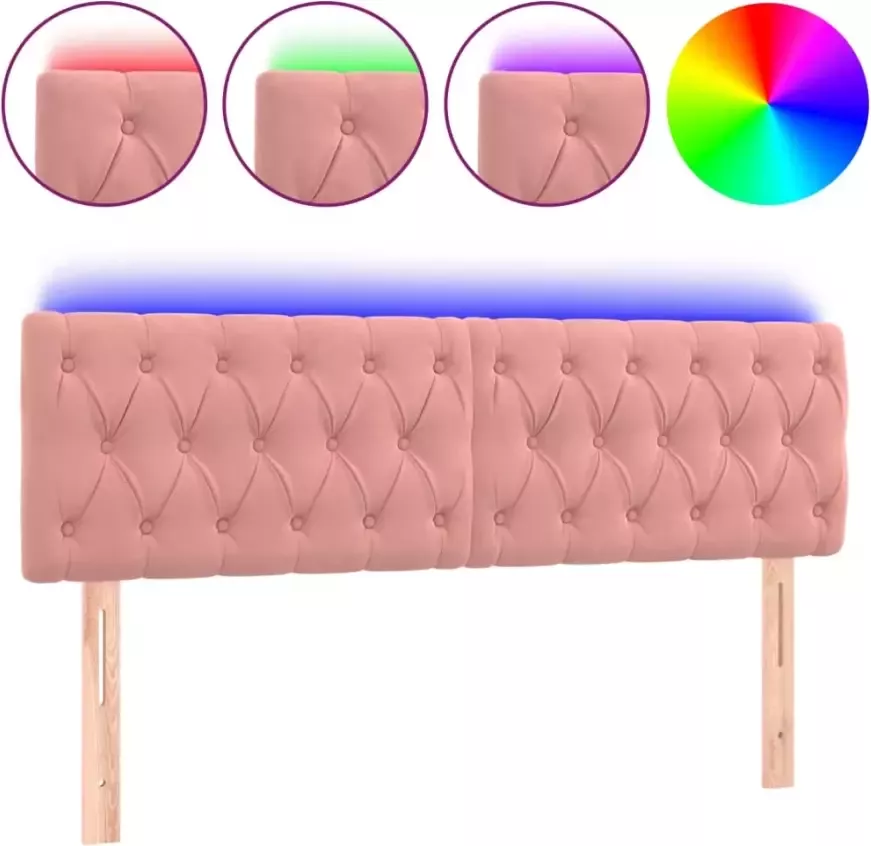 VIDAXL Hoofdbord LED 144x7x78 88 cm fluweel roze - Foto 3