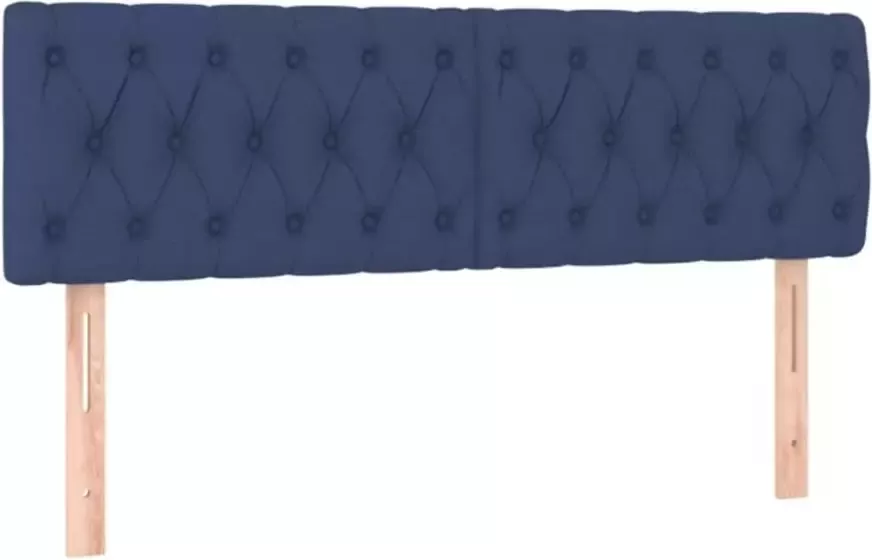VIDAXL Hoofdbord LED 144x7x78 88 cm stof blauw - Foto 3