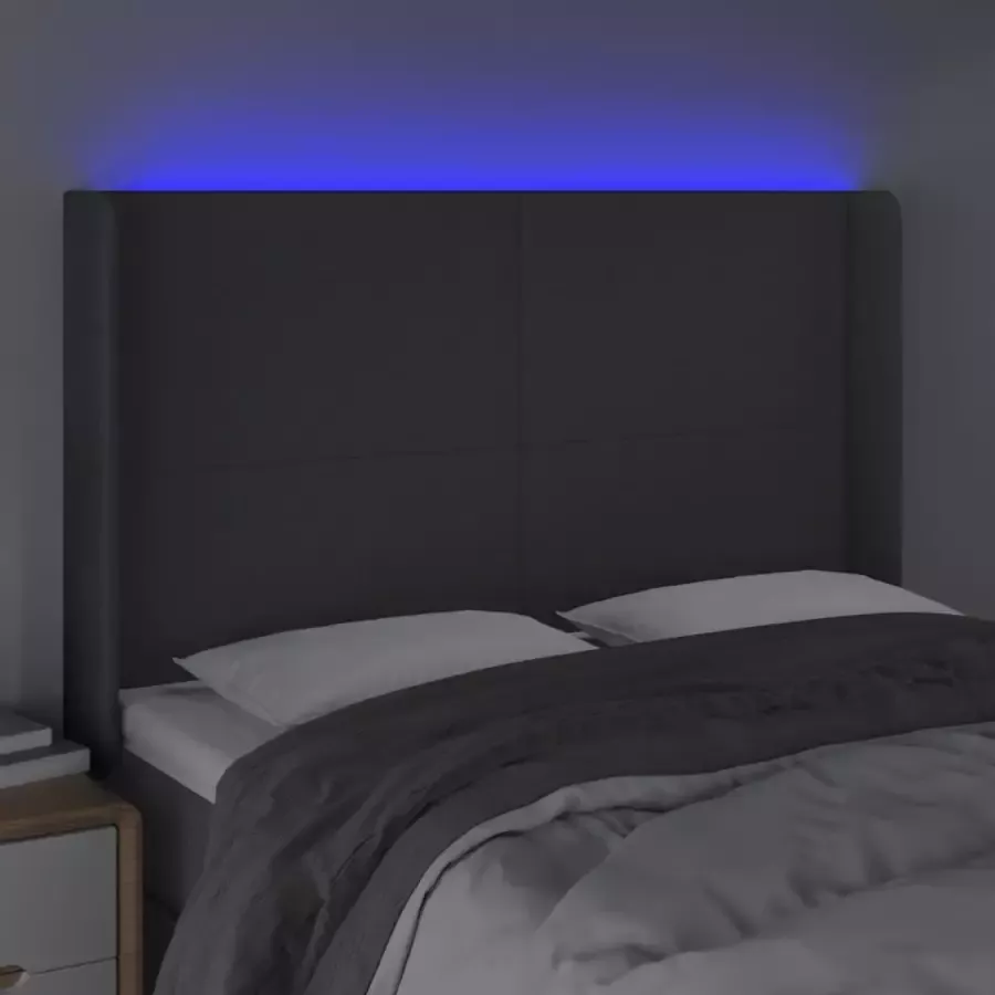 VIDAXL Hoofdbord LED 147x16x118 128 cm stof donkergrijs - Foto 4