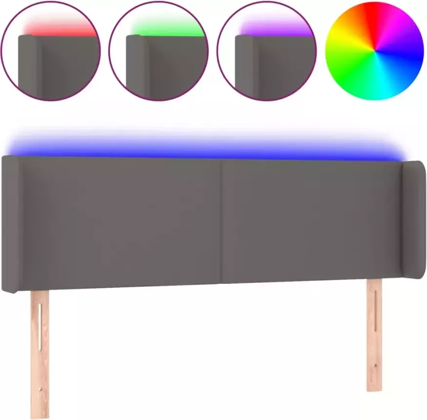 VIDAXL Hoofdbord LED 147x16x78 88 cm kunstleer grijs - Foto 3