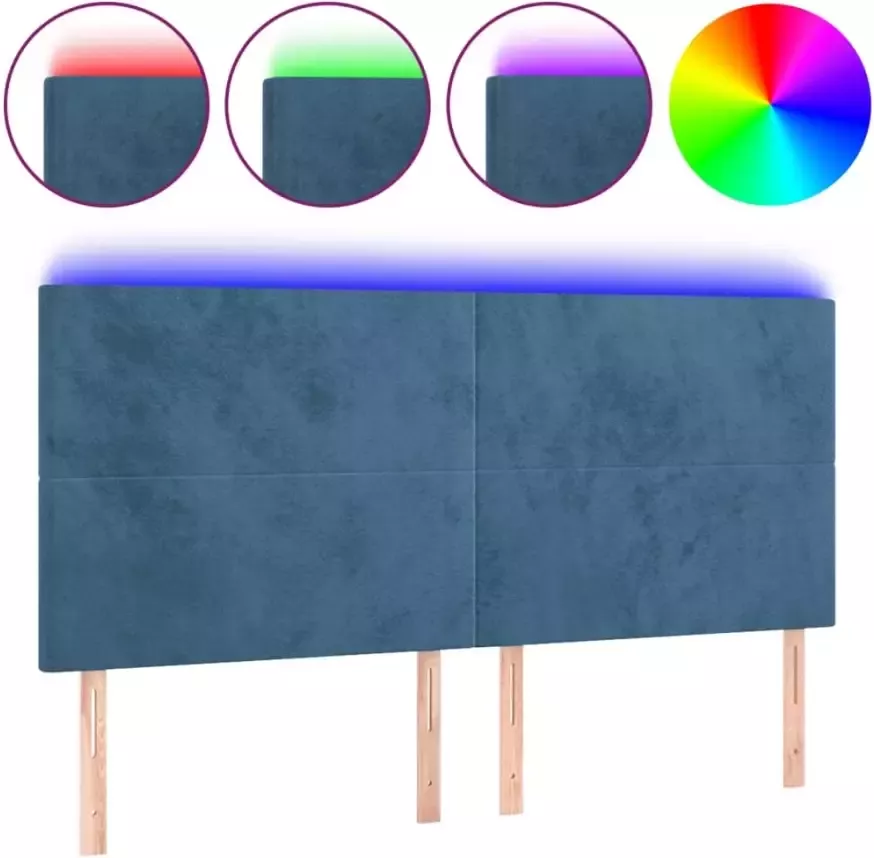 VIDAXL Hoofdbord LED 160x5x118 128 cm fluweel donkerblauw - Foto 3
