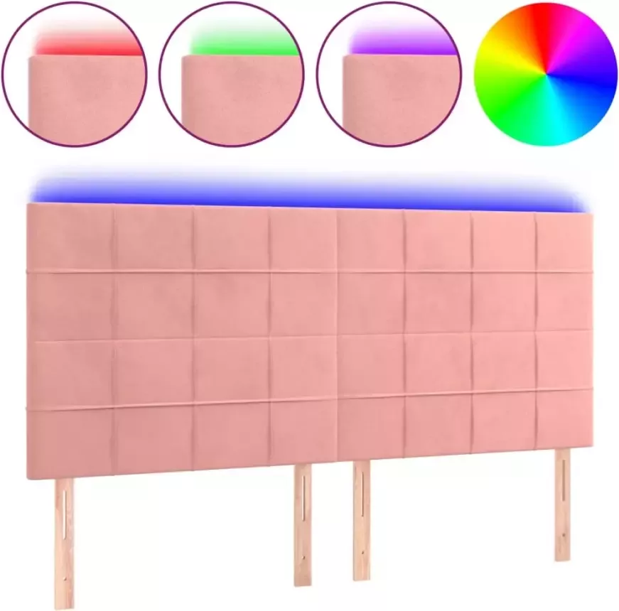 VIDAXL Hoofdbord LED 160x5x118 128 cm fluweel roze - Foto 4